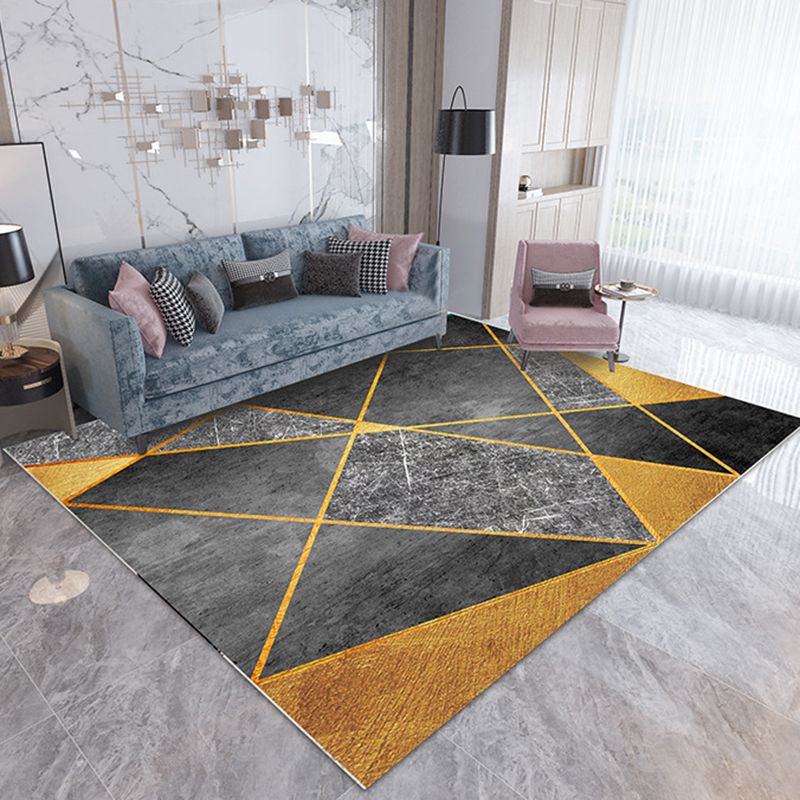 Individuality Geometry Pattern Rug Contemporary Trendy Rectangle Carpet Polyester Friendly Washable Rug for Home Decoration