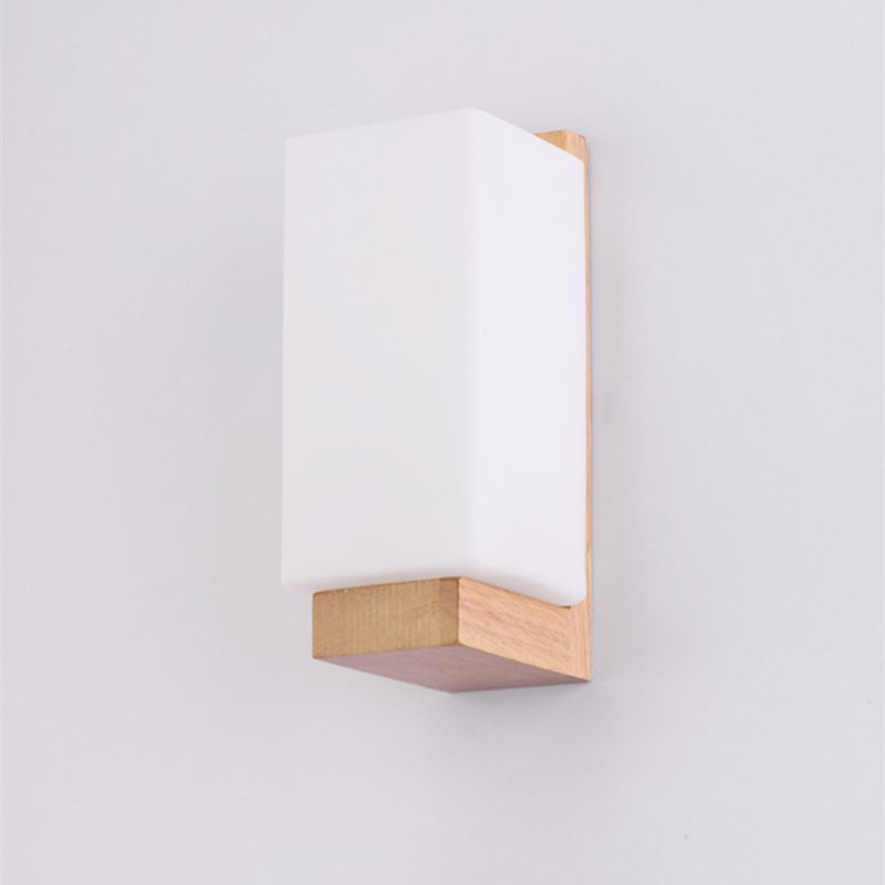 Luz de pared de color de registro de vidrio en la lámpara de pared rectangular de madera de estilo conciso moderno para espacios interiores