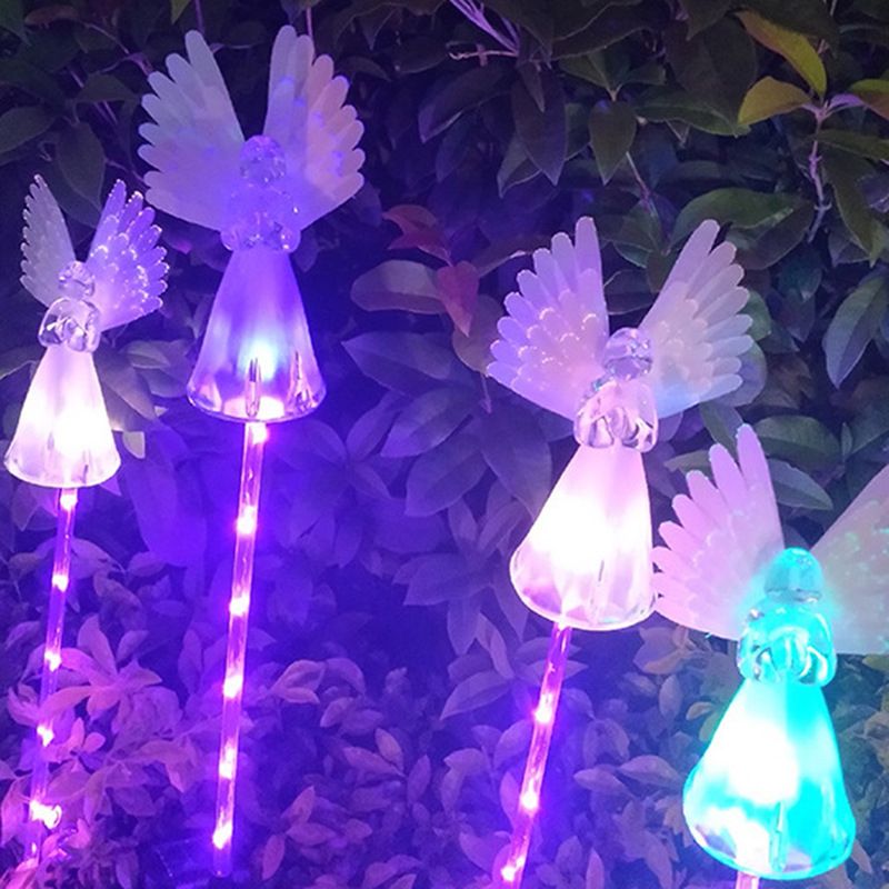 Clear Angel LED Lawn Light Decorative Acrylic Solar Powered Landscape Lighting, 1 Piece