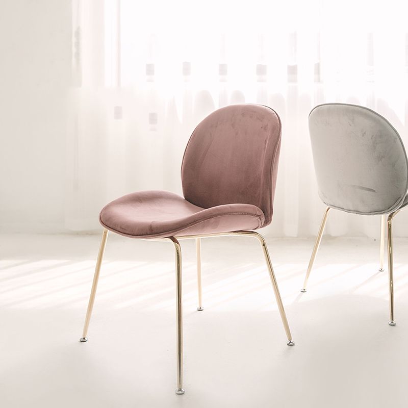 Chaise de salle à manger de Style Glam nordique, sans accoudoirs, avec pieds en métal