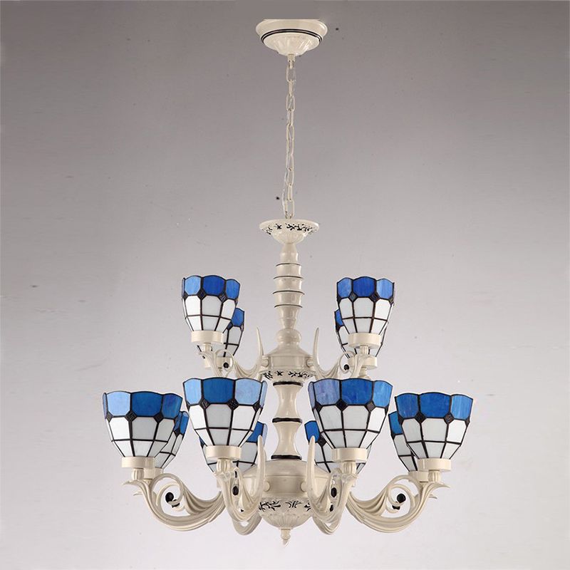Multi Light Bowl Tak Hanging Lights Tiffany -stijl glashangende verlichting voor slaapkamer