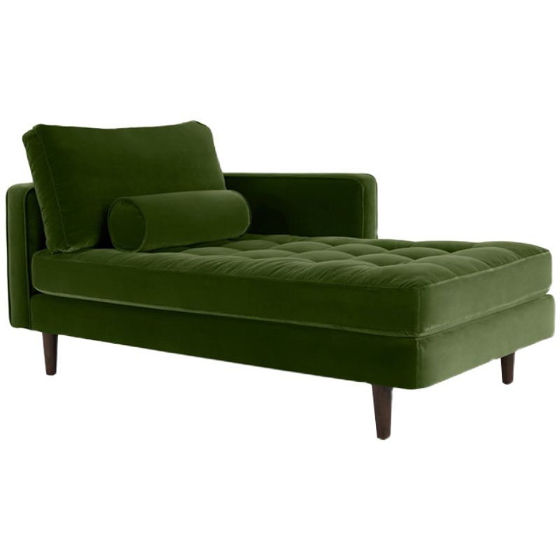 Contemporary Upholstered Chaise Lounge Square Arms Chaise in Green/Blue