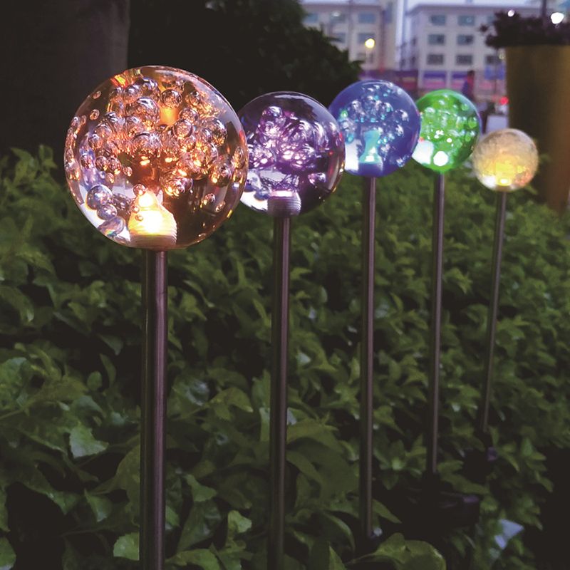 Sphere Courtyard Solar Ground Lighting Acrylic Artistic LED Landscape Light in Clear