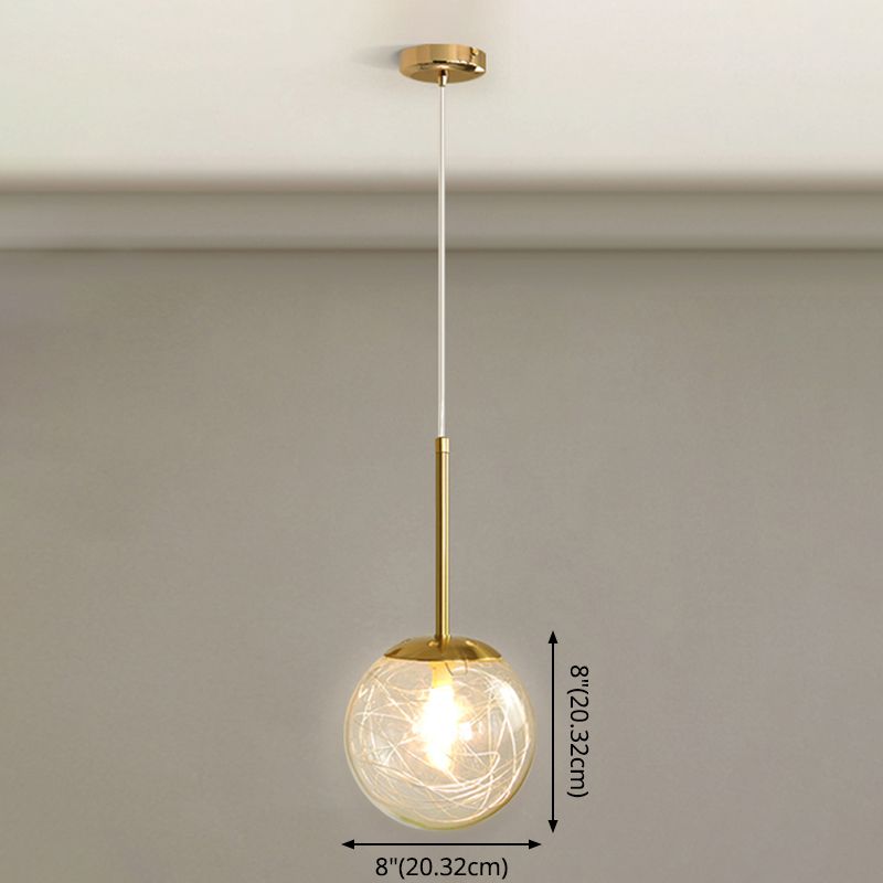 Sferisch glashangend plafondlicht Modern 1 lichte slaapkamer hanglamp in goud