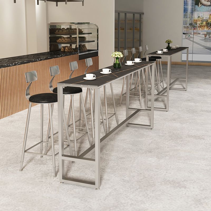 Rectangle Bar Pub Table Set 1/5 Pcs Modern Iron Frame Bar Table and Upholstered Stools