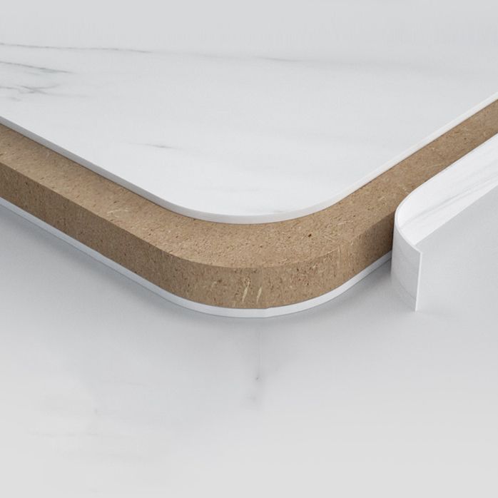 Foldable Artificial Wooden Top Dining Table Extendable Rectangle Table with Trestle Base