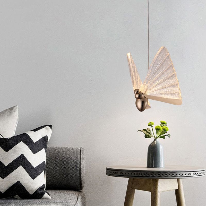 Metal Butterfly Shade Hanging Lights Modern Style 1 Head Hanging Mount Fixture for Bedroom