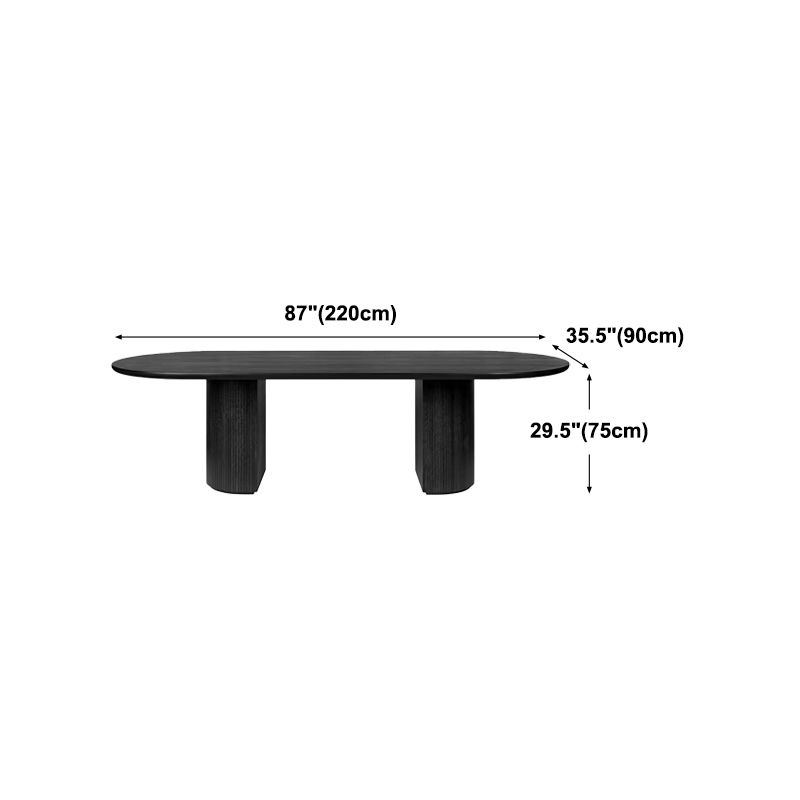 Contemporary Style Dining Table Solid Wood Pure Black Table for Home Kitchen