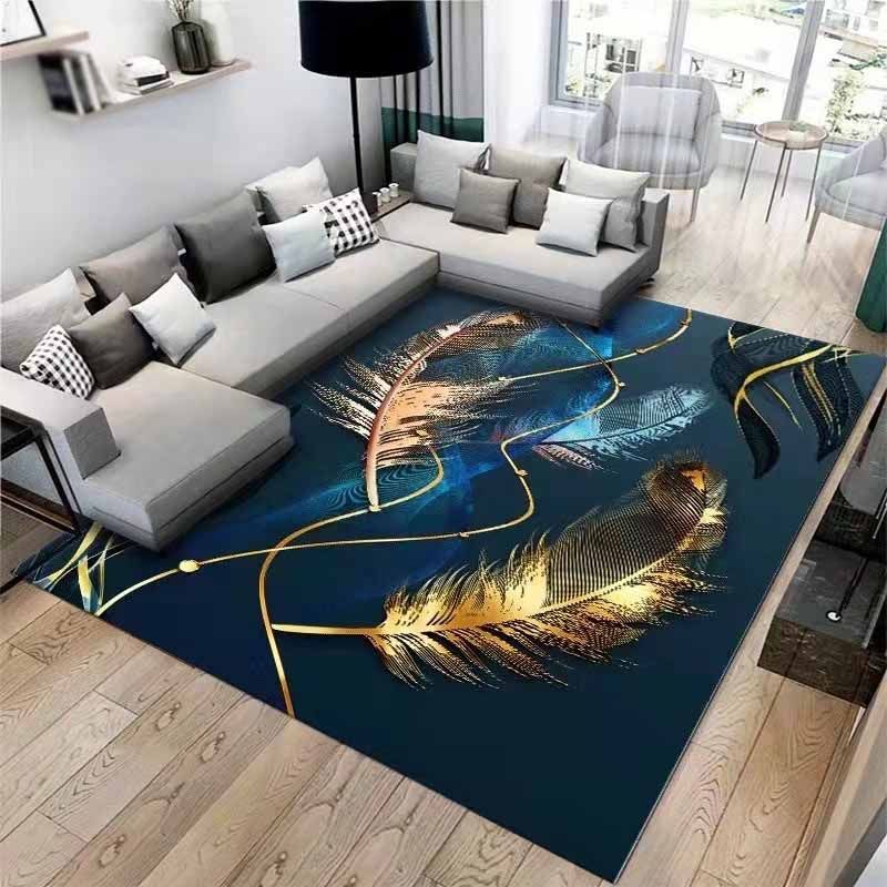 Stylish Green Modern Rug Abstract Pattern Polyester Area Rug Stain Resistant Carpet for Home Decor