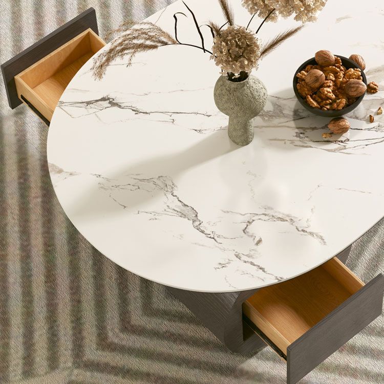 Modern Abstract Base Coffee Table Slate Free Form Coffee Cocktail Table with drawers