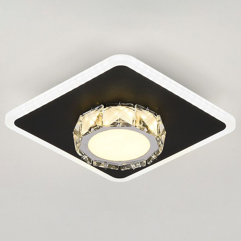 Plafonnier encastré de forme géométrique contemporaine, luminaire LED pour couloir en cristal