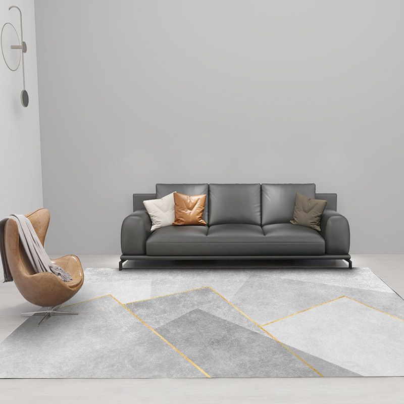 Postmodern Lounge Area Rug Multi-Colored Geometric Carpet Polyester Washable Stain Resistant Anti-Slip Rug