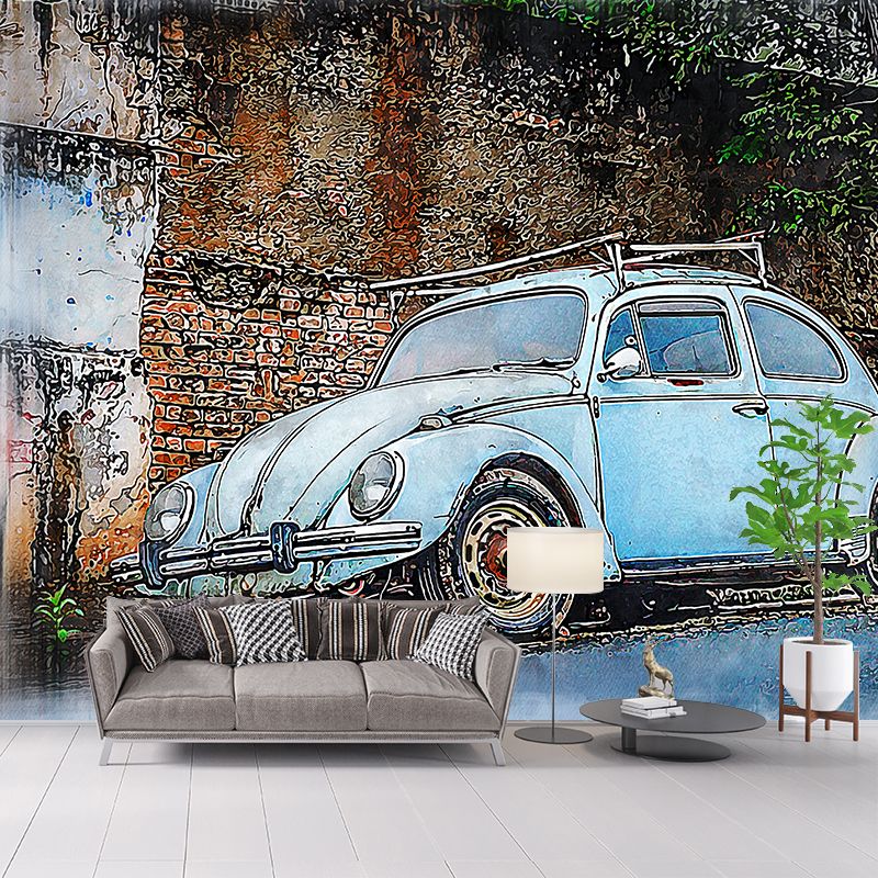 Car Transportation Mural Contemporary Wall Covering for Living Room, Waterproofing