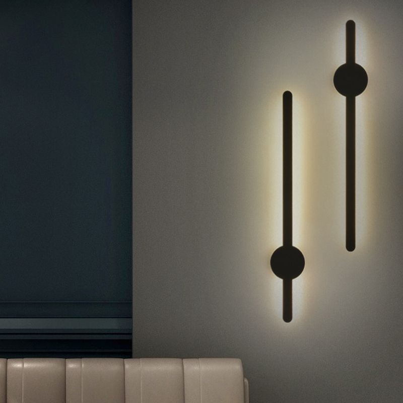 Simplicity Bar Shaped Vanity Lamp Metal Bathroom LED Wall Sconce Light in Black