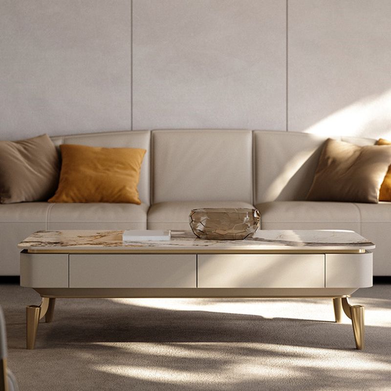 17"H Glam Coffee Table Slate Single Coffee Cocktail Table with Storage