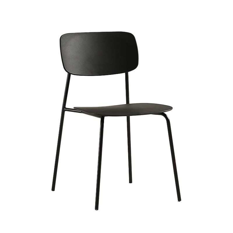 Industrial Armless Kitchen Chair Plastic Open Back Side Indoor Chair with Metal Base