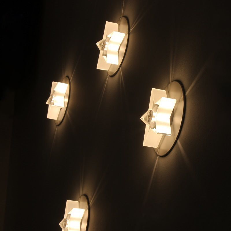 Simple LED Mini Ceiling Mounted Lamp Star Flush Mount Lighting with Clear Crystal Shade