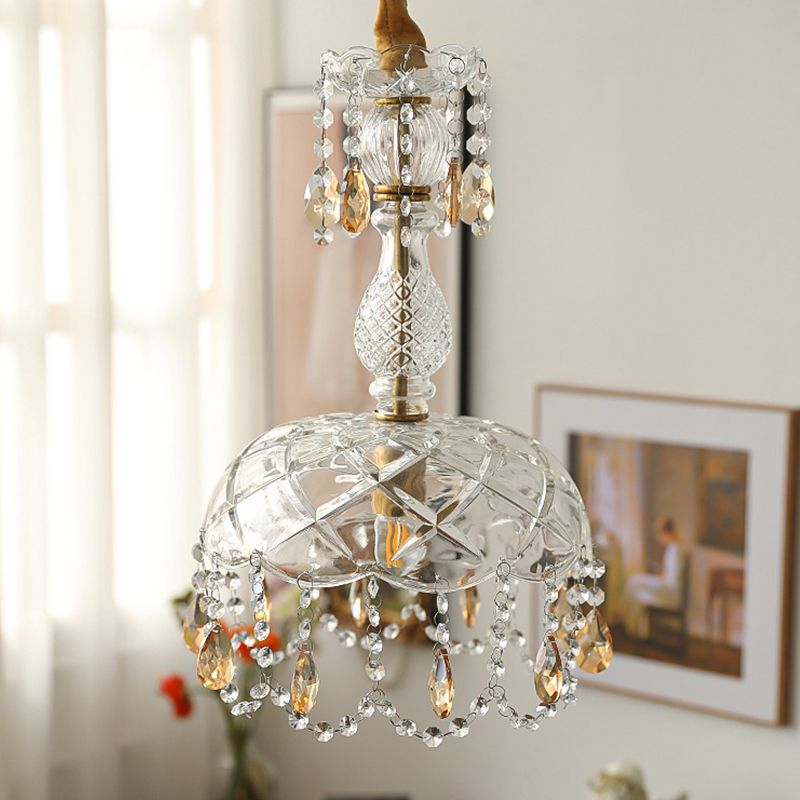 Moderner Stil einzigartiger Schatten hängend hängendes Glas 1 hängende Lampe mit Kristall