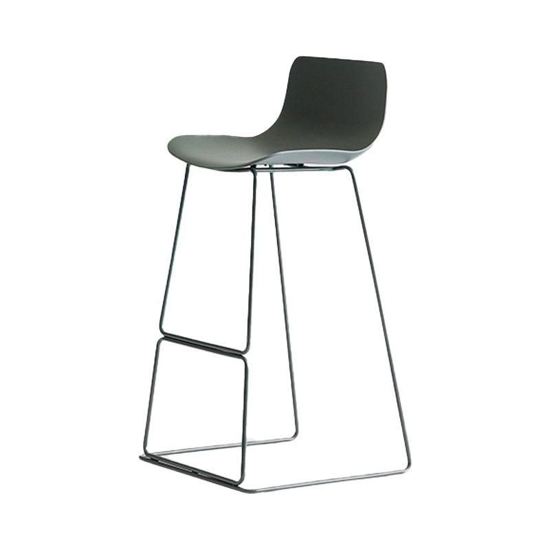 Modern Armless Backrest Counter Stool Steel Kitchen Bar Stool with Plastic Seat and Pedal