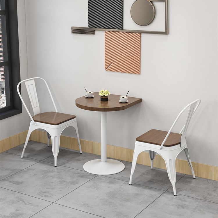 Mesa de comedor marrón de madera maciza, mesa de cocina industrial con base de pedestal de metal