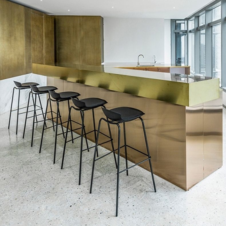 Contemporary Dining Stools Armless Metal Bar Stools with Footrest