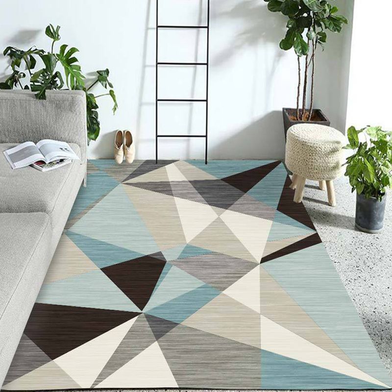 Colorful Triangle Design Rug Trendy Modern Carpet Polyester Easy Care Area Carpet for Living Room
