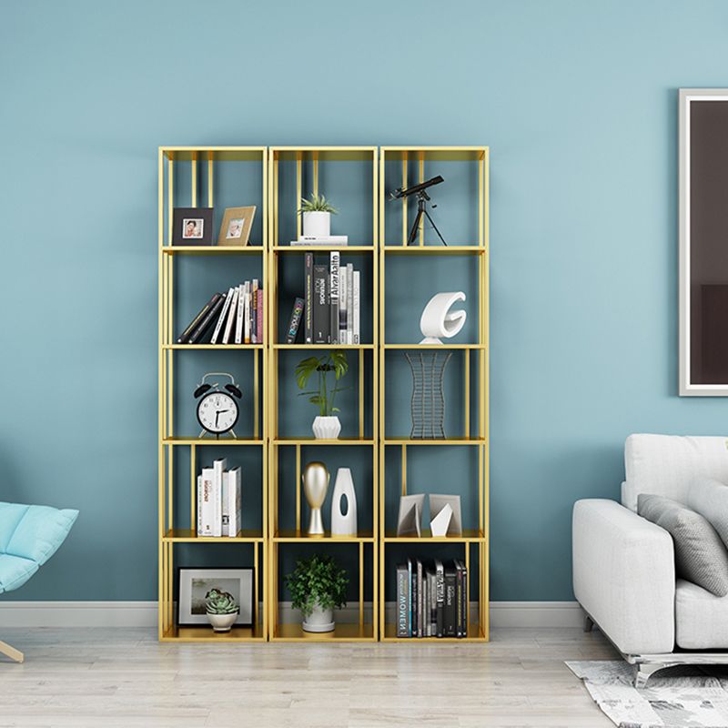 Glam Open Back Bookcase Standard Metal Bookshelf with Shelves