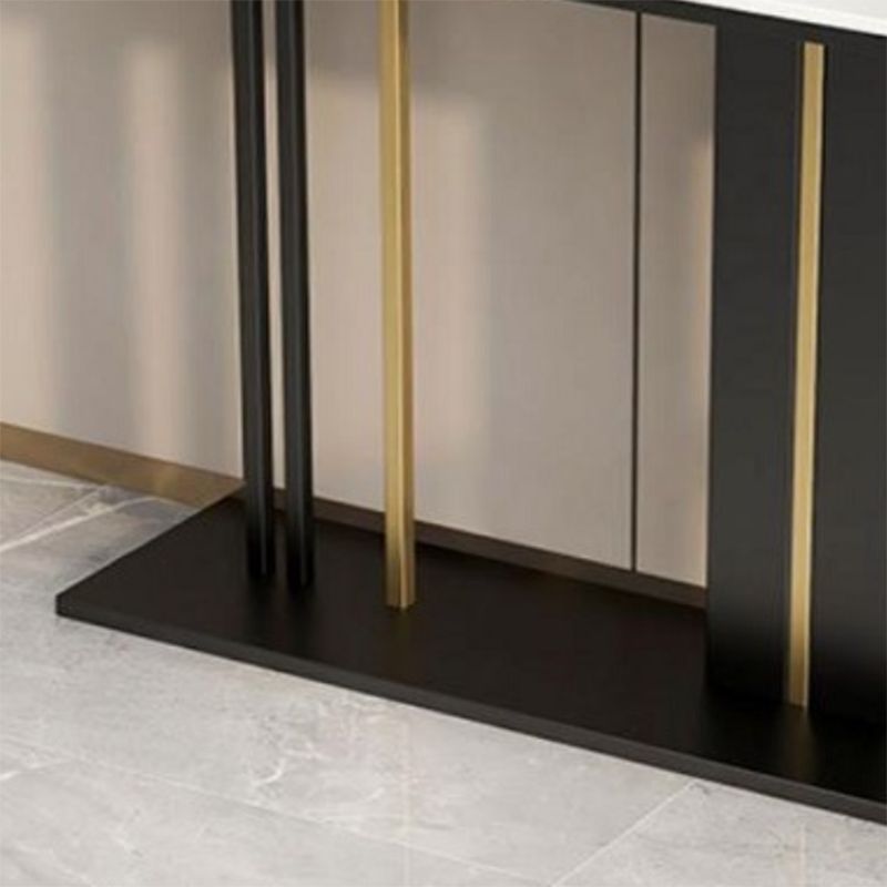 Contemporary Console Accent Table with Black Pedestal Base and Marble Top