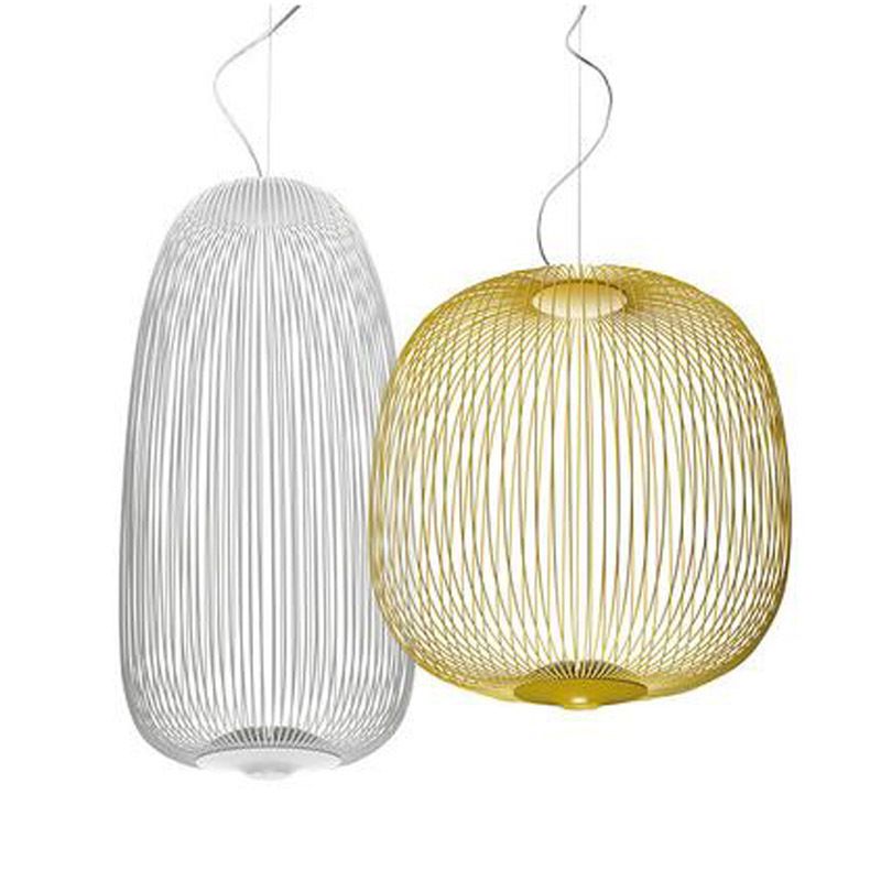 Oval Forged Iron Cage Pendant Lighting Modern Minimalist LED Hanging Lamp for Living Room