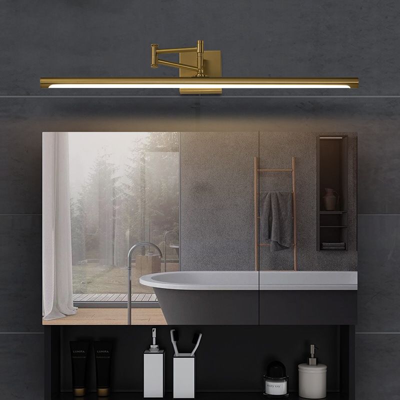 Linear Shade 1-Light  Wall Sconce Post-Modern Style Mirror Wall Lighting in Brass