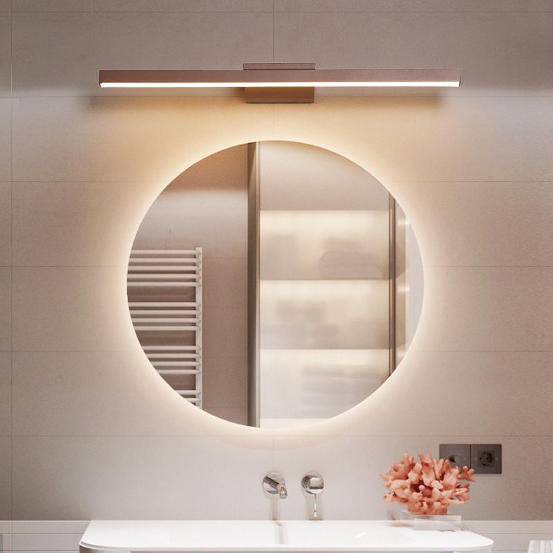 Contemporary Mirror Lamp Brown Metal Vanity Wall Light Fixtures for Bathroom