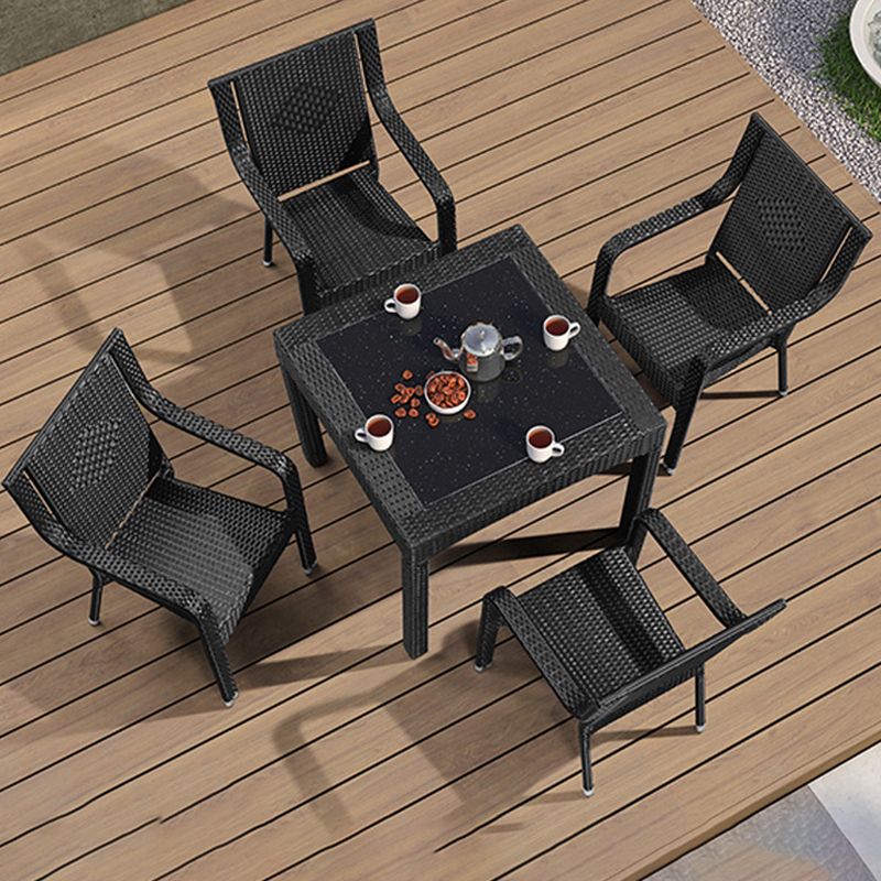 Tropical Rattan Patio Dining Armchair with Arm Dining Armchair