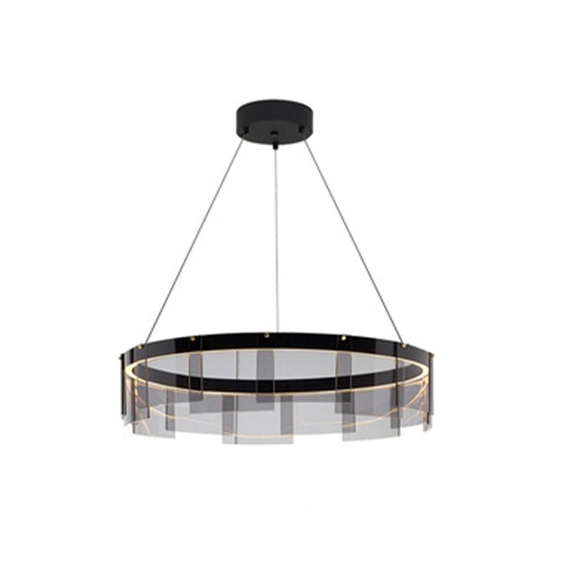 Modern Simple LED Chandelier Glass Circular  Pendant Light for Living Room