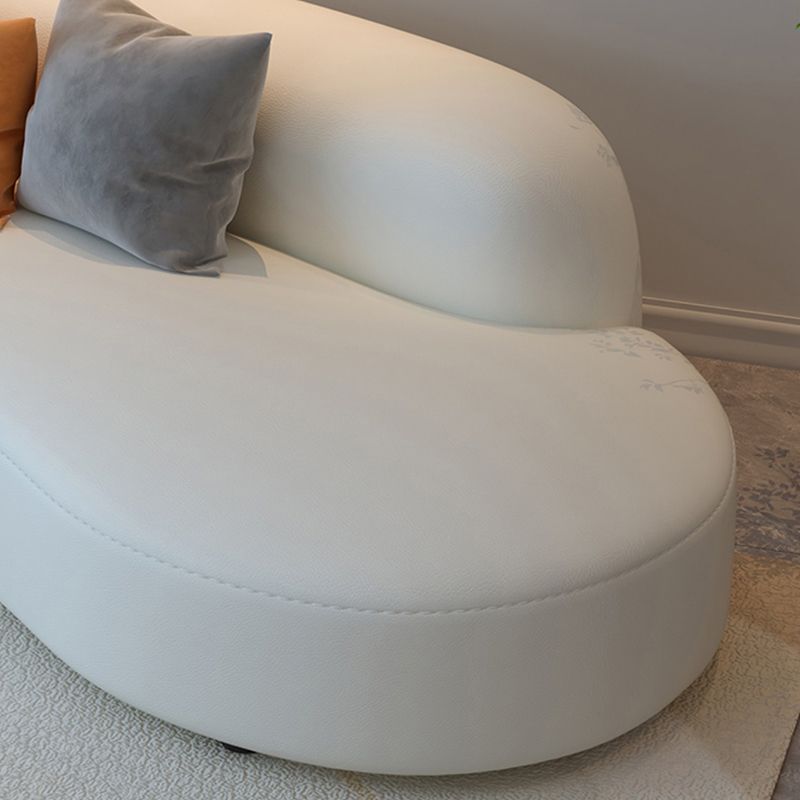 White Cushion Solid Wood Curved Corner Loveseat for Living Room