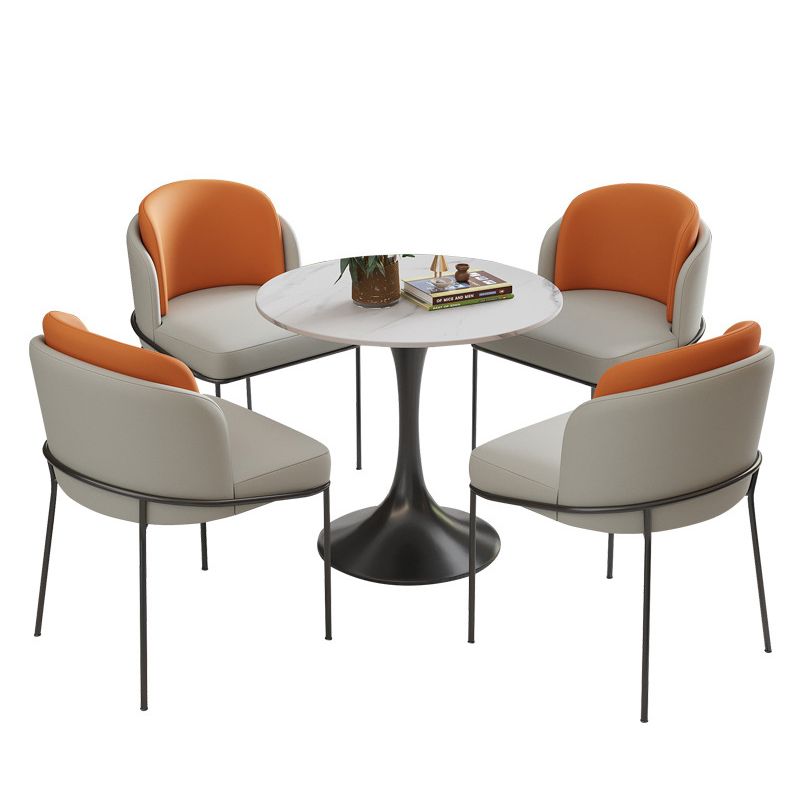 Modern Round Dining Table Set 1/2/3/4/5 Pcs Sintered Stone Dining Table and Chairs