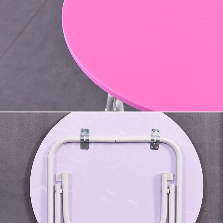 Folding Dining Table Set with Round Top and White Base Table Set for Home Use