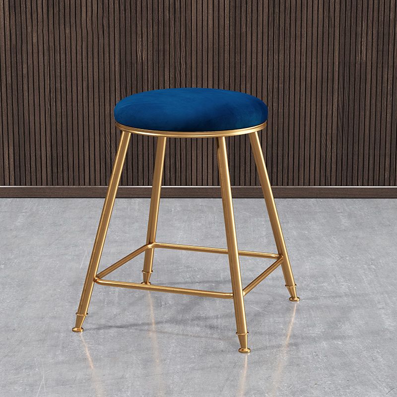 Contemporary Bar Stool Round Seat Barstool with Footrest and Metal Base