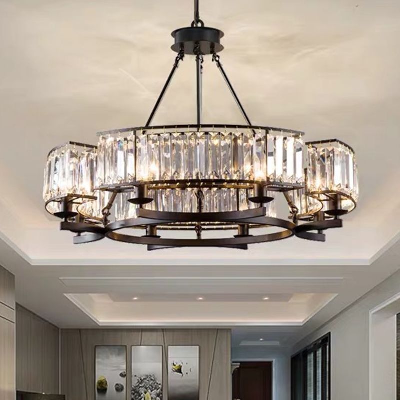 Circular Living Room Chandelier Pendant Light Tri-Prism Crystal Simplicity Pendant Light Fixture