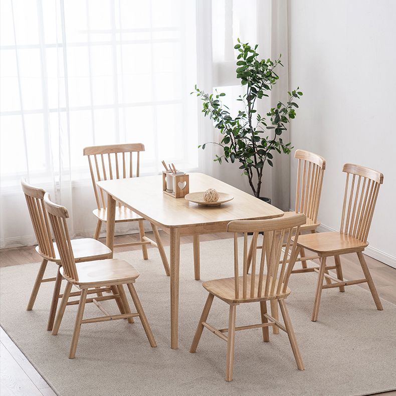 Contemporary Solid Wood Top Dining Set with 4 Legs Fixed Table Dinette Set for Restaurant