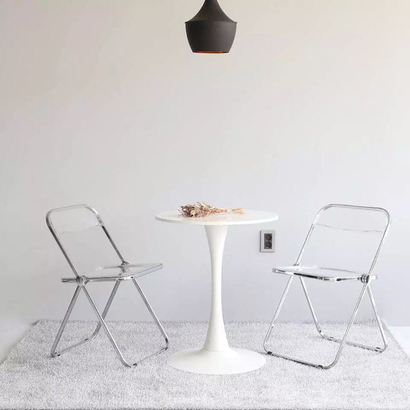 Modern Foldable Backrest Acrylic Chair with Metal Legs for Dining Room