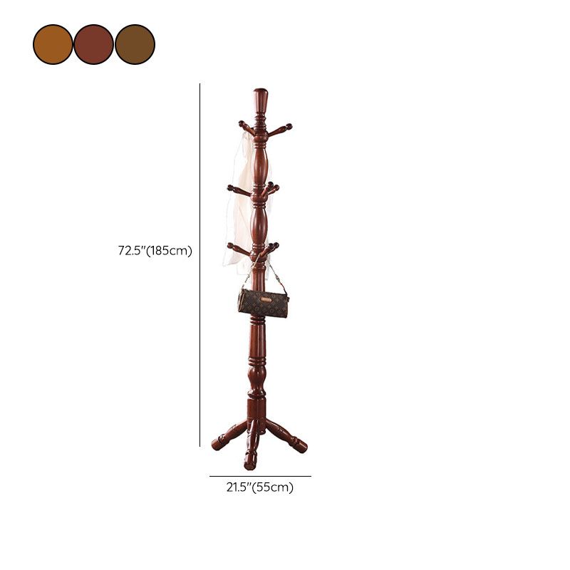 Mid Century Modern Entry Hall Tree Wood Coat Hanger with 9 Hooks