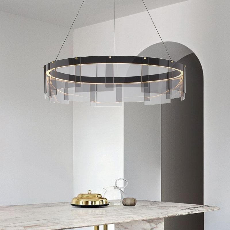 Moderner Stil runder Schatten hängend hängendes Glas Metall Anhänger Licht für Wohnzimmer