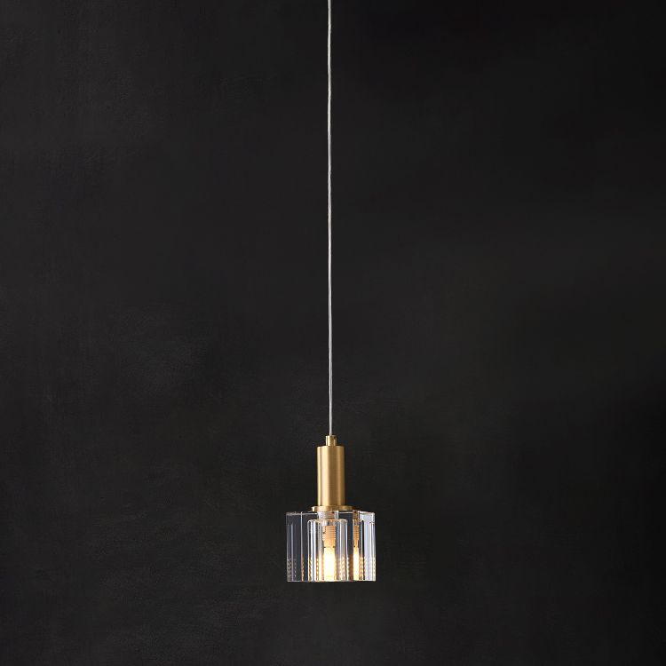 Luces colgantes colgantes de cristal de 1 luz Cubo transparente de lámparas colgantes para dormitorio