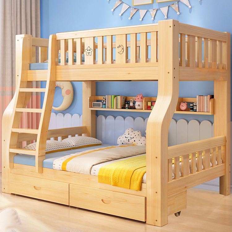 Solid Wood Scandinavian Kids Bed Gender Neutral Bunk Bed with Shelves