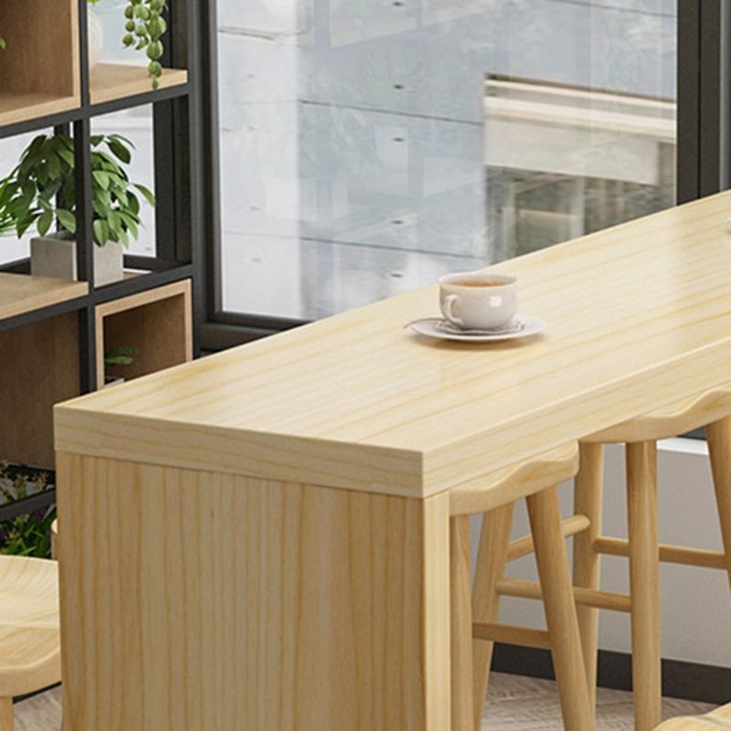 Contemporary 1/2/5/9 Pieces Bar Table Set Rectangle Wood Bar Table with Wooden Stools