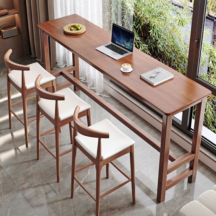 Contemporary Bar Dining Table Rectangle Indoor Wood Counter Table