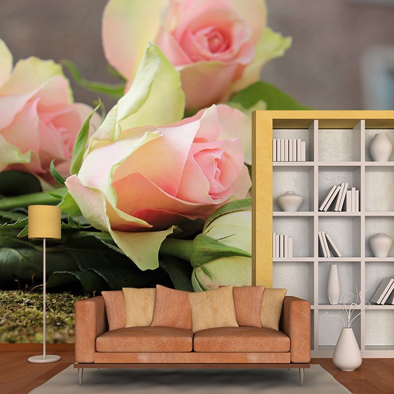 Delicate Rose Mural Eco-friendly Wallpaper Wall Covering for Sleeping Room