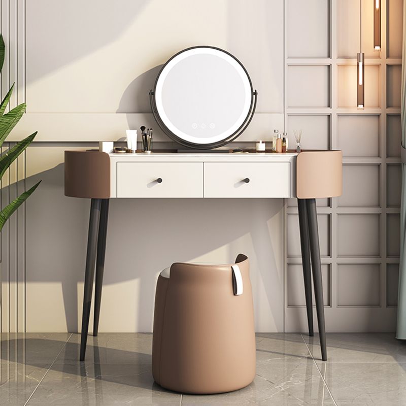 2 Drawers Makeup Table Desk Stone Top Vanity Table in Orange