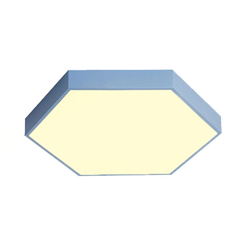 Modern Led Flush Mount with Metal Shade Gray/Yellow/Blue Hexagon Flush Mount Fixture in White/Warm Light, 16"/19.5"/23.5" Wide