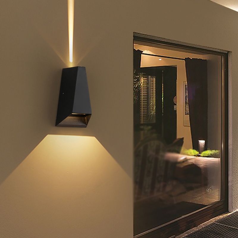 Luz de pared geométrica moderna aluminio 2 luces lavadora de pared para al aire libre